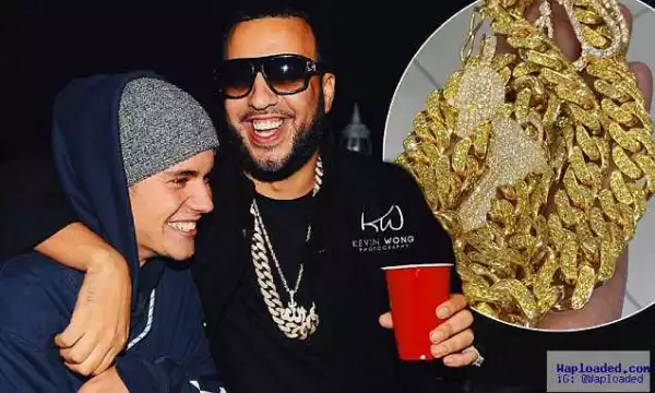 Photo: Justin Bieber Bought French Montana A $150,000 Golden Chain As His Birthday Gift